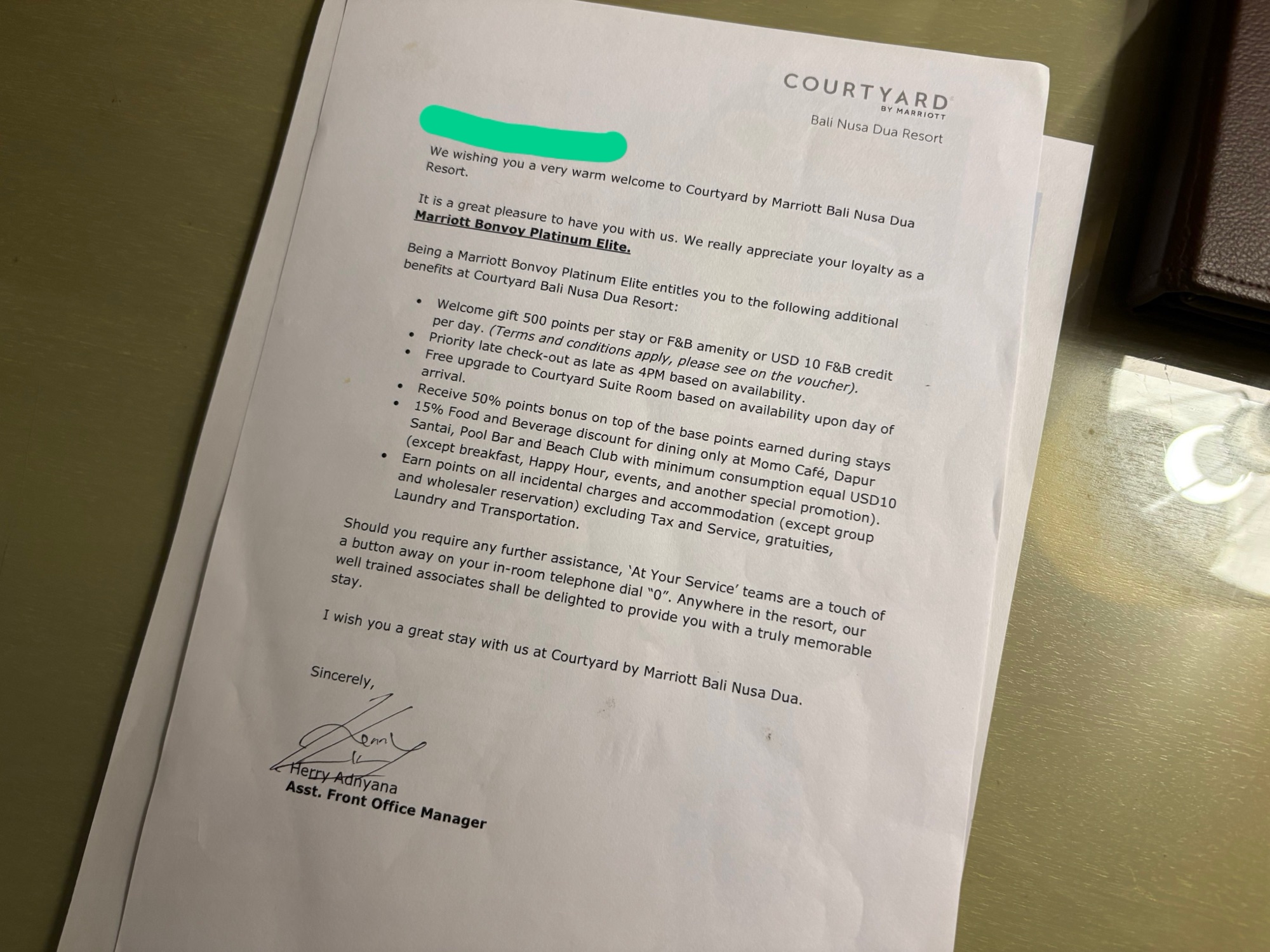 【夫婦バリ旅行】プラチナ特典満喫コートヤードバイマリオットバリ